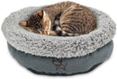 3 of 6:Best Pet Supplies Cama redonda para mascotas, felpa gris, 18.0 x 18.0 x 6.0 in 