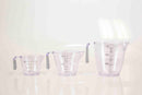 12 of 12:Ensemble de 3 tasses à mesurer en plastique Home Basics avec poignée en caoutchouc, transparent 