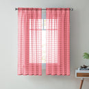 1 of 1:Panneau transparent à passe-tringle Lisa Plaid, rose vif, 55 x 63 pouces 