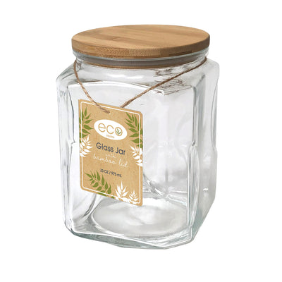 1 of 1:Premius Eco Glass Jar With Bamboo Lid, Clear, 1 Quart 