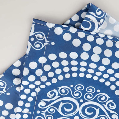 3 of 3:iDesign Medallion Fabric Shower Curtain, Blue-White, 72x72 Inches 