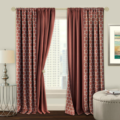 2 of 7:Prelude Trellis Reversible Blackout Window Panel, Marsala-White, 50x84 Inches 
