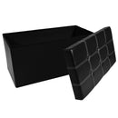 5 of 8:Pouf de rangement pliable et capitonné, similicuir noir, 76 x 38 x 38 cm 