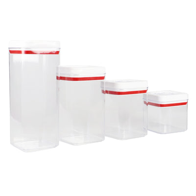 2 of 4:Home Basics 4 Piece Twist N’ Lock Air-Tight Plastic Square Canister Set, Clear 