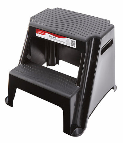 1 of 3:Rubbermaid 2-Step Plastic Step Stool, Black, 18.5x18.2x16 Inches 