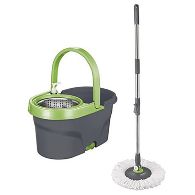1 of 1:Ensemble balai et seau Premius It's EZ Spin avec manche et pompe, vert-noir 