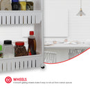 7 of 8:Home Basics 3-Tier Kitchen Storage Cart With Wheels, White, 21.5x5x28.7 Inches 