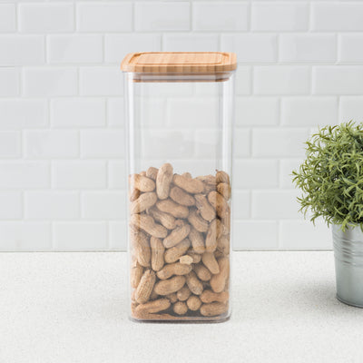 5 of 5:Bidon carré en plastique sans BPA de 3 litres avec couvercle hermétique en bambou et silicone 