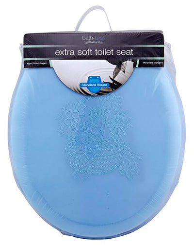 1 of 1:Bath Bliss Extra Soft Standard Round Toilet Seat, Blue 