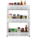 3 of 8:Home Basics 3-Tier Kitchen Storage Cart With Wheels, White, 21.5x5x28.7 Inches 