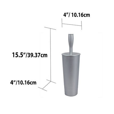 7 of 7:Brosse de toilette conique et support en plastique Home Basics, gris, 4 x 15 pouces 