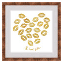 1 of 1:PREMIUS Love And Kisses Floating Wall Art, Heart, Gold, 14x14 Inches 