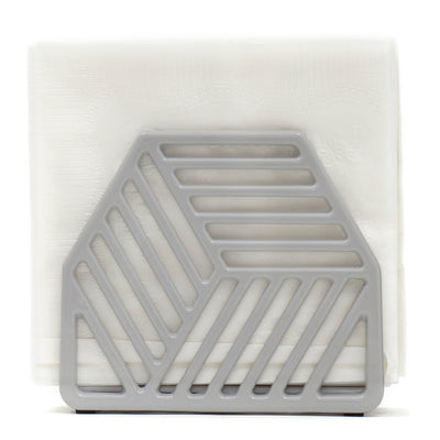 2 of 4:Home Basics Cast Iron Lines Design Napkin Holder, Gray, 5.5x2x4.75 Inches 