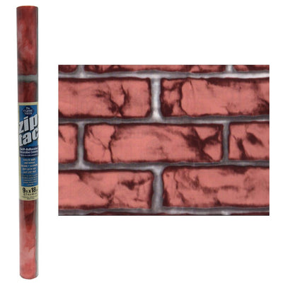 1 of 1:Zip Tac Self-Adhesive Decorative Shelf Liner Brick Red Design - 9 Ft X 18 In 
