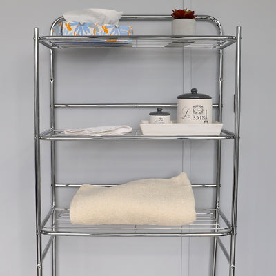 4 of 4:Étagère de salle de bain gain de place à 3 niveaux en acier chromé Home Basics 