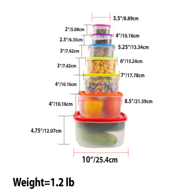 3 of 3:Home Basics 7 Piece Container Set with Lid 