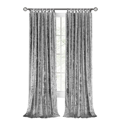 6 of 6:Harper Criss-Cross Tab Top Panel de cortina de ventana de felpa, gris, 50 x 84 pulgadas 
