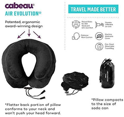 5 of 5:Cabeau Air Evolution Inflatable Travel Neck Pillow with Pouch and Cover, Gray 