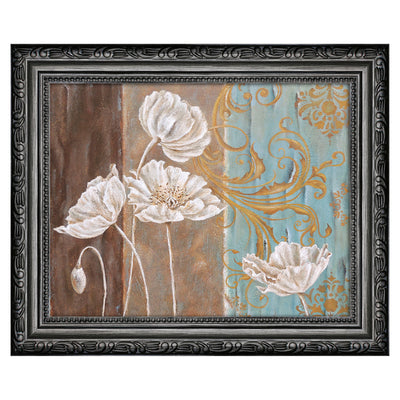 1 of 1:Premius Floral Small Traditional Framed Wall Art, White, 9x11 Inches 