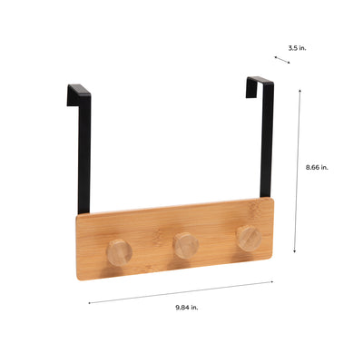3 of 4:Simplify Bamboo Over the Door Perchero de 3 ganchos, negro 