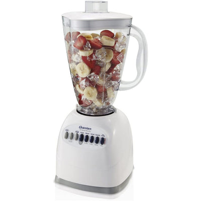 1 of 3:Licuadora de plástico Oster de 10 velocidades, 450 vatios, blanca, 6 tazas 