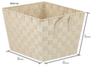 3 of 3:Home Basics Polyester Woven Strap Storage Basket, Ivory, Medium, 12x10x8 Inches 