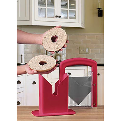 2 of 3:Hoan The Original Bagel Guillotine Universal Slicer, 9.25-Inch, Red 