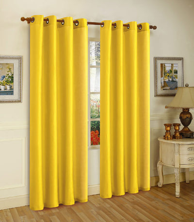 1 of 1:Melanie Faux Silk Grommet Window Panel, Bright Yellow, 55x63 Inches 