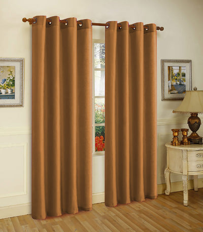 1 of 5:Melanie Faux Silk 8 Grommets Window Panel, Coffee, 55x95 Inches 