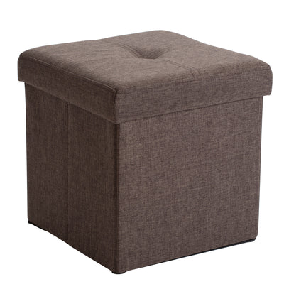 1 of 4:Cubo otomano plegable de lino sintético Simplify en Espresso 