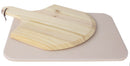 1 of 3:Home Basics Ceramic Pizza Stone with Wood Paddle, White 