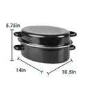 4 of 6:Plat à rôtir ovale profond en acier au carbone émaillé antiadhésif Home Basics avec couvercle, noir, 30,5 cm 