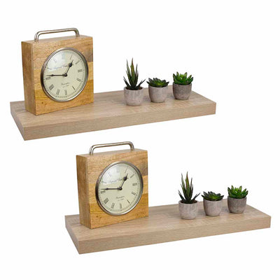 1 of 1:Home Basics 2-Pack Floating Shelves, Oak, 24x9x1.5 Inches 