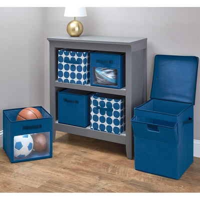 4 of 4:iDesign Fabric Storage Cube Bin With Clear Window, Blue, 13x13x13 Inches 