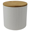 3 of 4:Home Basics Wave Ceramic Canister With Bamboo Lid, White, Small, 5x5 Inches 