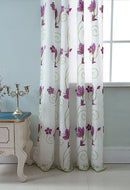 2 of 8:Panel doble con bordado floral Vittoria con cenefa adjunta, morado, 54 x 84 pulgadas 
