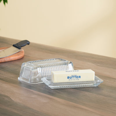 2 of 3:Home Basics Classic Glass Butter Dish, Clear 