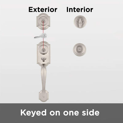4 of 8:Kwikset Montara Single Cylinder Handleset With Juno Knob Featuring SmartKey, Satin Nickel 