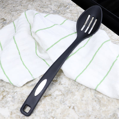 4 of 4:Home Basics Nylon Plastic Non-Stick Slotted Spoon, Black 