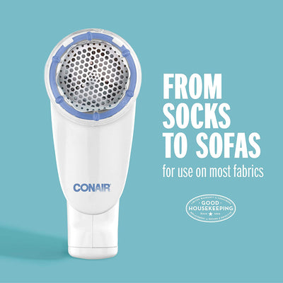 6 of 6:Conair Battery-Operated Fabric Defuzzer Lint Shaver, White 