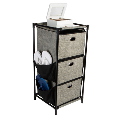 1 of 3:Cajones de almacenamiento de 3 niveles Simplify con bolsillos laterales, negro 