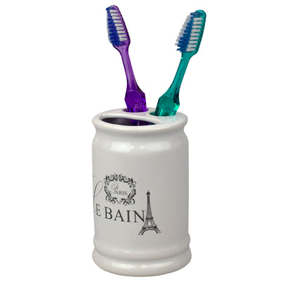 2 of 4:Ensemble d'accessoires de bain en céramique Home Basics Le Bain Paris Tour Eiffel, 4 pièces, blanc 