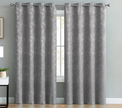 1 of 1:Rosalie 2-Pack Metallic Jacquard Window Panel, Silver, 74x84 Inches 