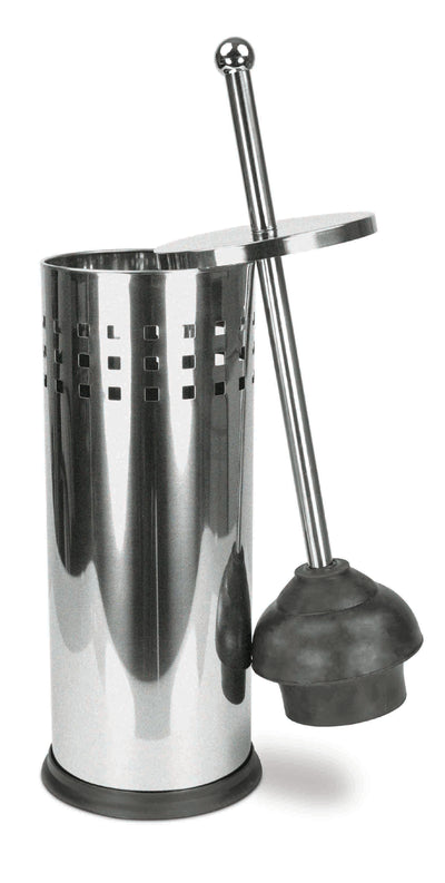 1 of 3:Home Basics Brushed Stainless Steel Toilet Plunger, Silver, 5.5x17.8 Inches 