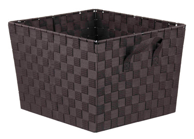 1 of 3:Home Basics Polyester Woven Strap Storage Basket, Brown, X-Large, 15x13x10 Inches 