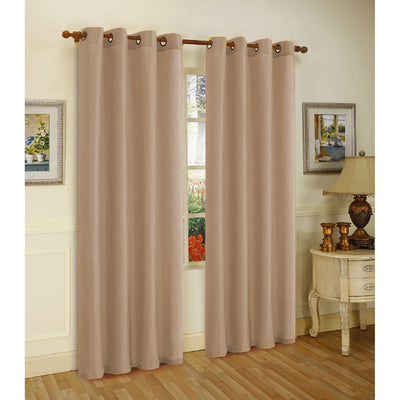 1 of 1:Panneau de fenêtre à œillets en fausse soie Melanie, taupe, 55 x 63 pouces 