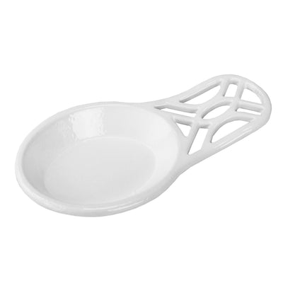 1 of 9:Home Basics Iris Collection Reposacucharas de hierro fundido, color blanco 