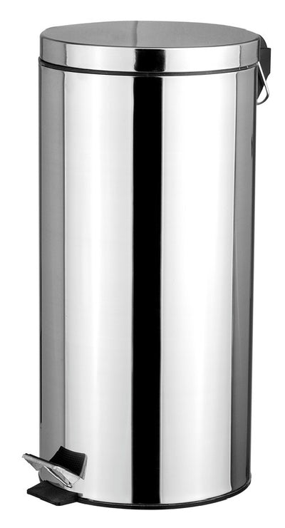 1 of 3:Home Basics 30 Liter Polished Stainless Steel Round Waste Bin, Silver 