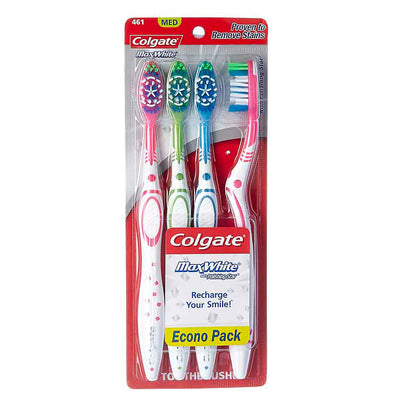 1 of 1:Colgate Max White Full Head Toothbrush, Medium, 4 Count 