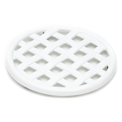 1 of 5:Home Basics - Salvamanteles con diseño de tejido de hierro fundido, color blanco, 8.0 x 8.0 x 5.0 in 